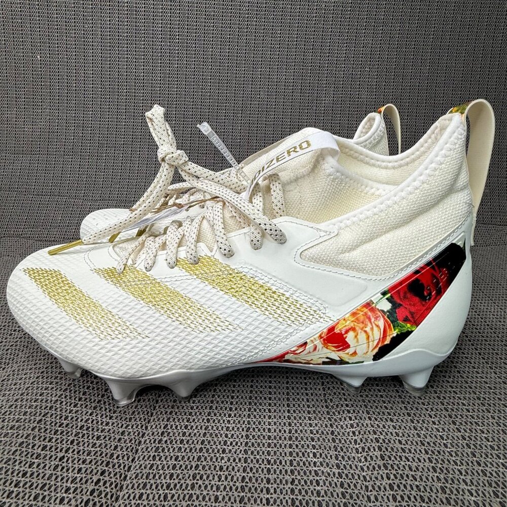 Adidas Adizero Mens Size 9.5 White & Gold Impact Football Cleats Athletic Shoes